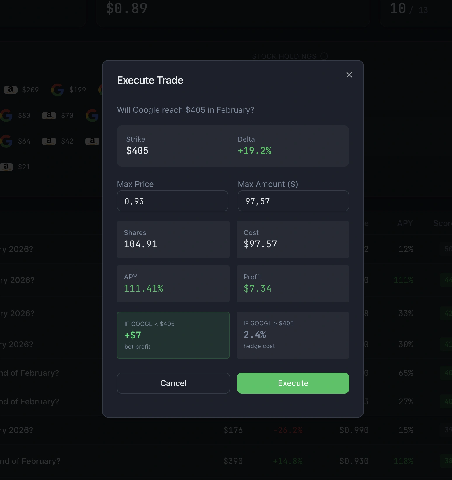 Stocks Hedging screenshot 2